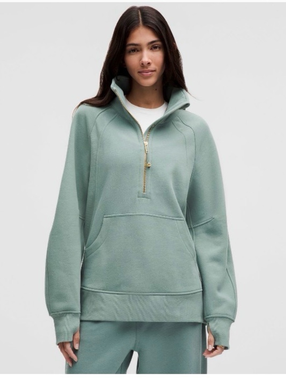 lululemon athletica Scuba Oversized Halfzip Funnelneck long - Crater Blue/gold